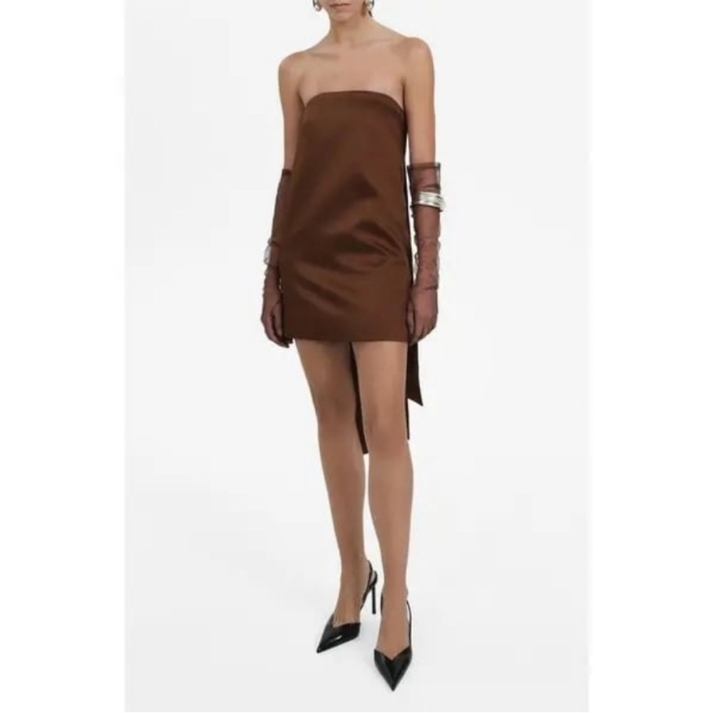 Mango Brown Satin Mini dress Size 2